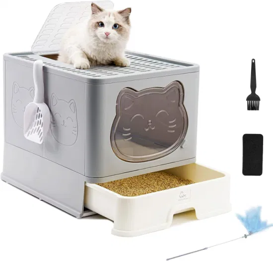 Cassetta per lettiera per gatti Cassetta per lettiera per gatti completamente chiusa Parte superiore in un grande cassetto della toilette per animali Prodotti per la pulizia degli animali domestici